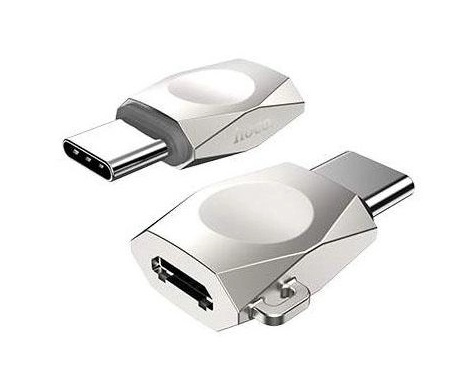 Адаптер Hoco UA8 micro USB - USB Type-C (F/M), сріблястий (UA8S)